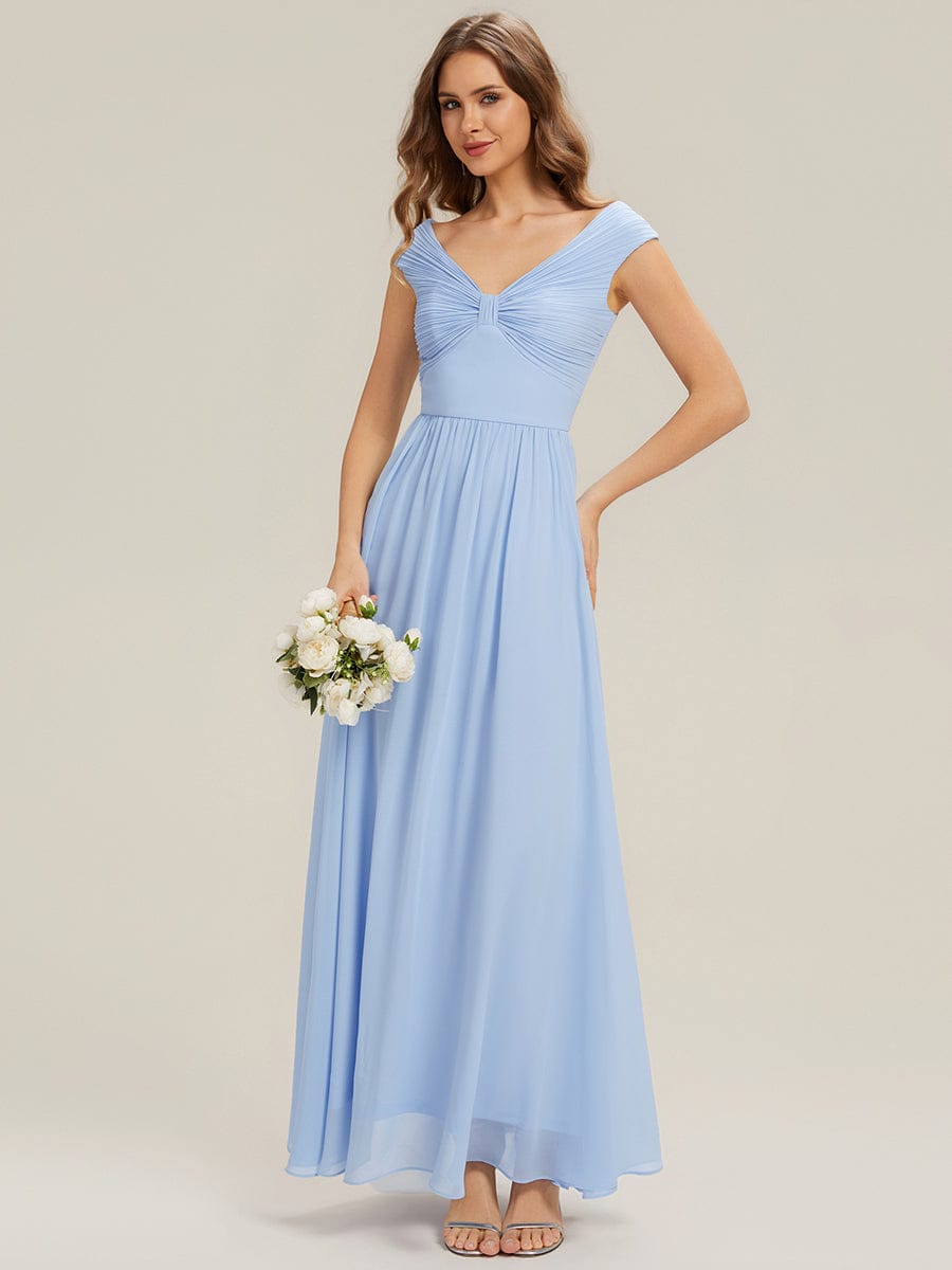 ever NEMI|Pleated Chiffon Cap Sleeve Dress