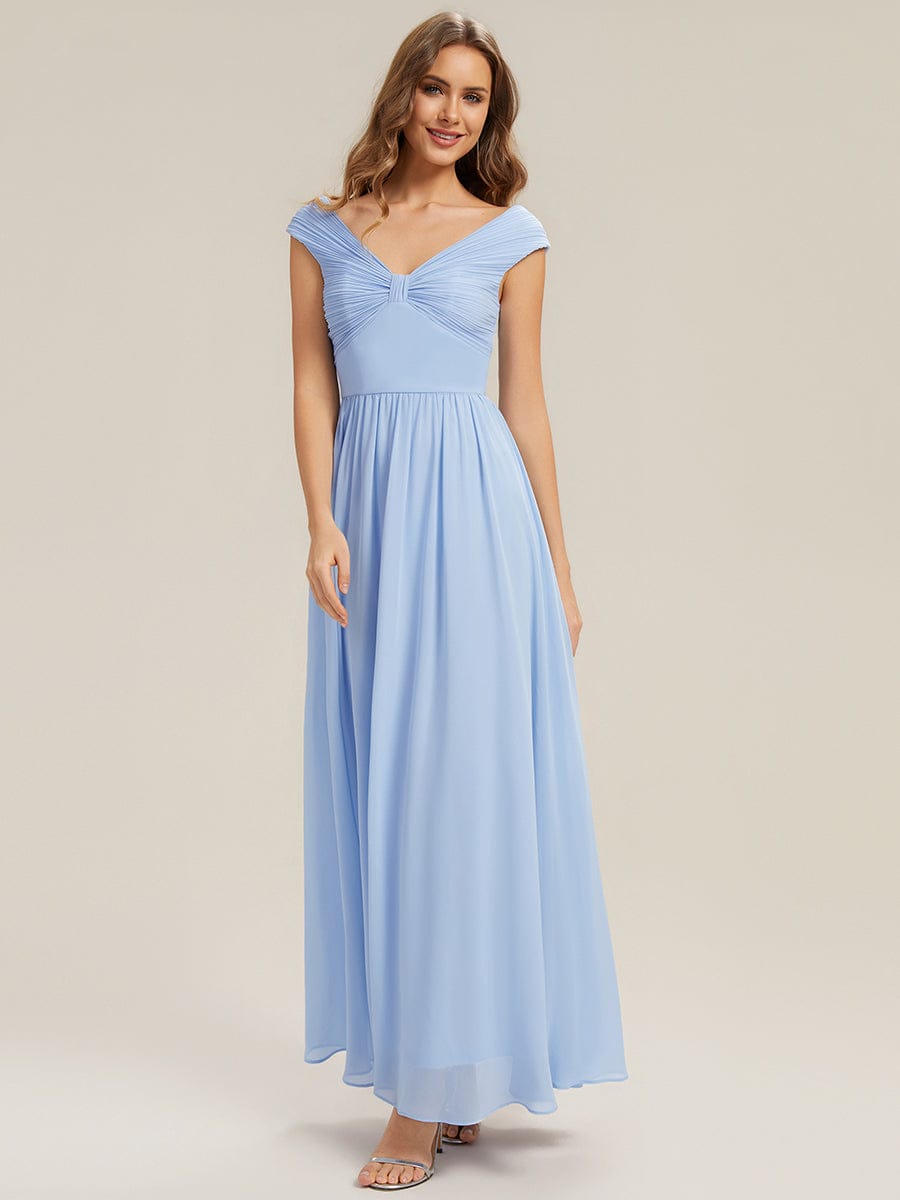 ever NEMI|Pleated Chiffon Cap Sleeve Dress
