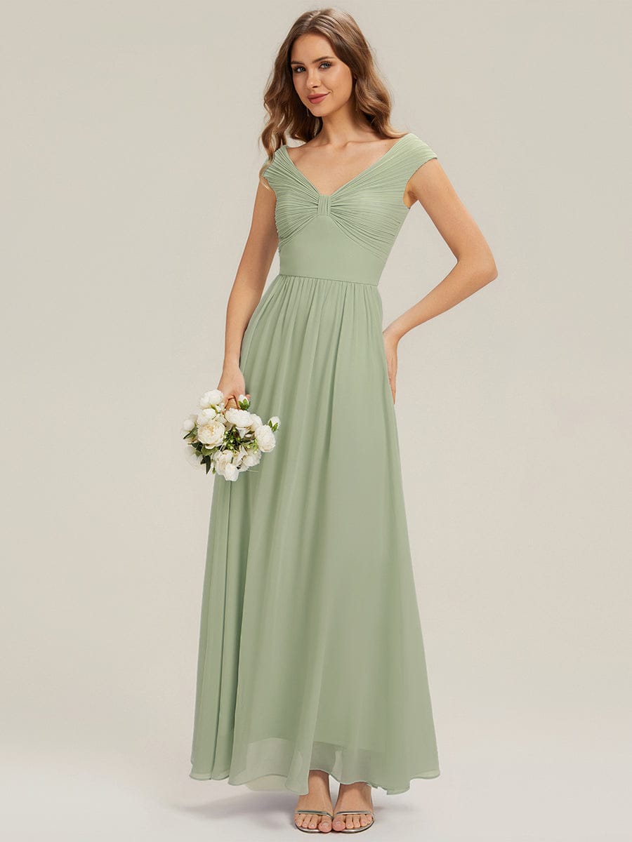 ever NEMI|Pleated Chiffon Cap Sleeve Dress