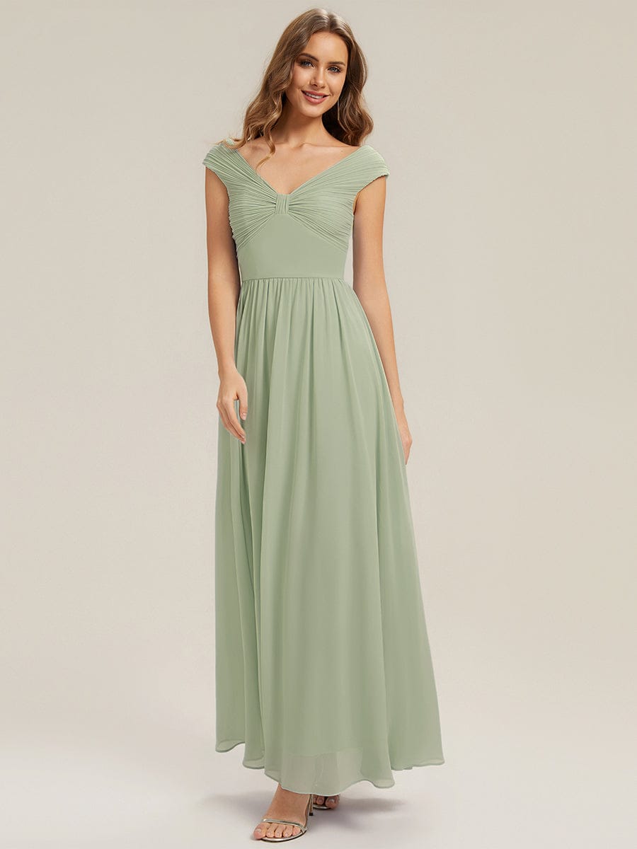 ever NEMI|Pleated Chiffon Cap Sleeve Dress