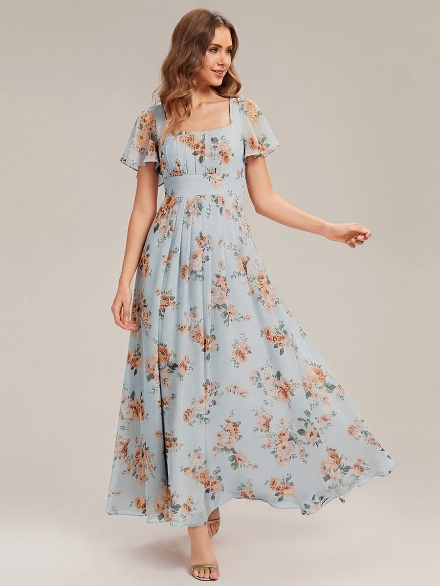 ever AVIEL|Ruched Chiffon Ruffle Sleeve Dress