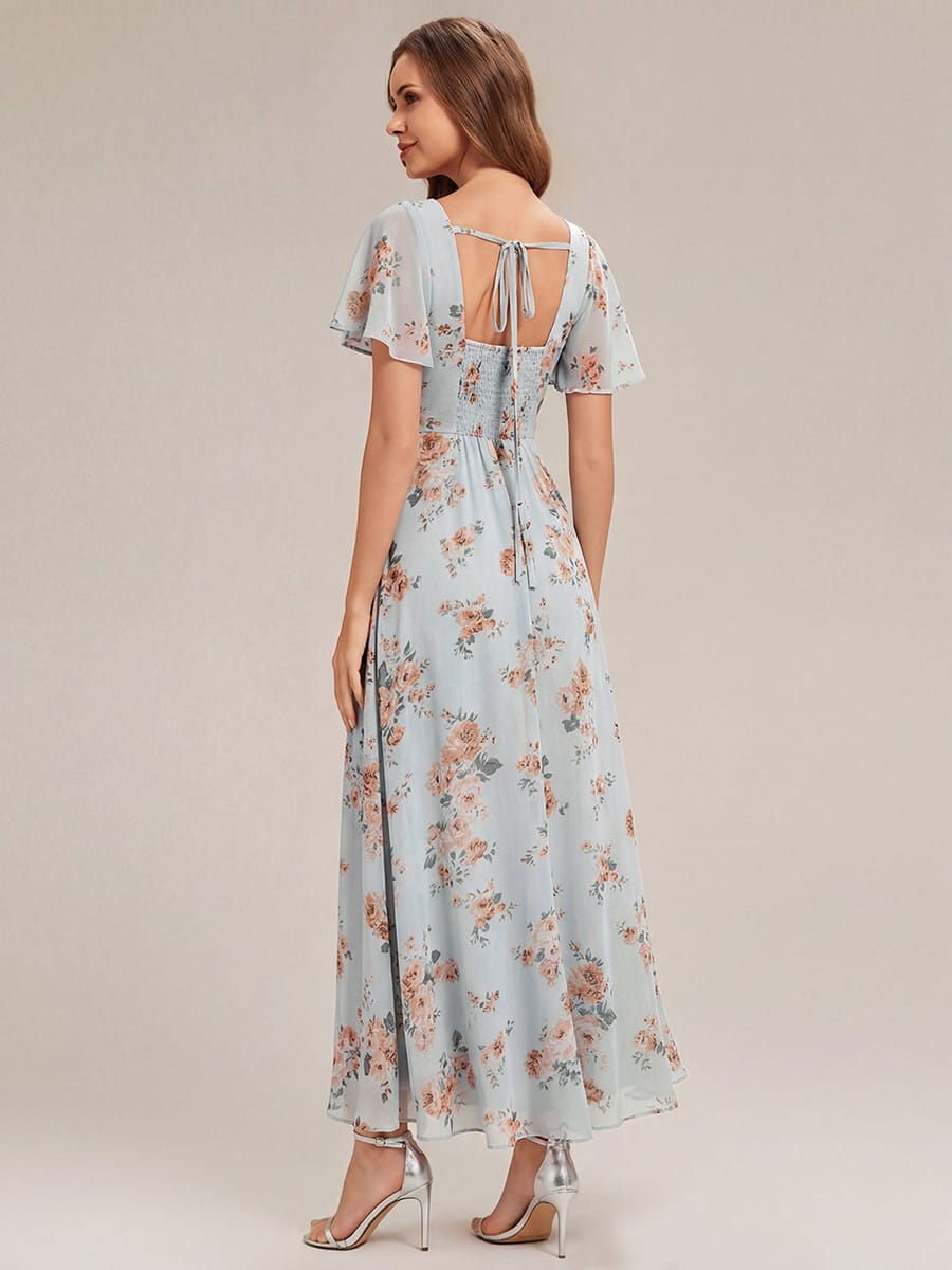 ever AVIEL|Ruched Chiffon Ruffle Sleeve Dress