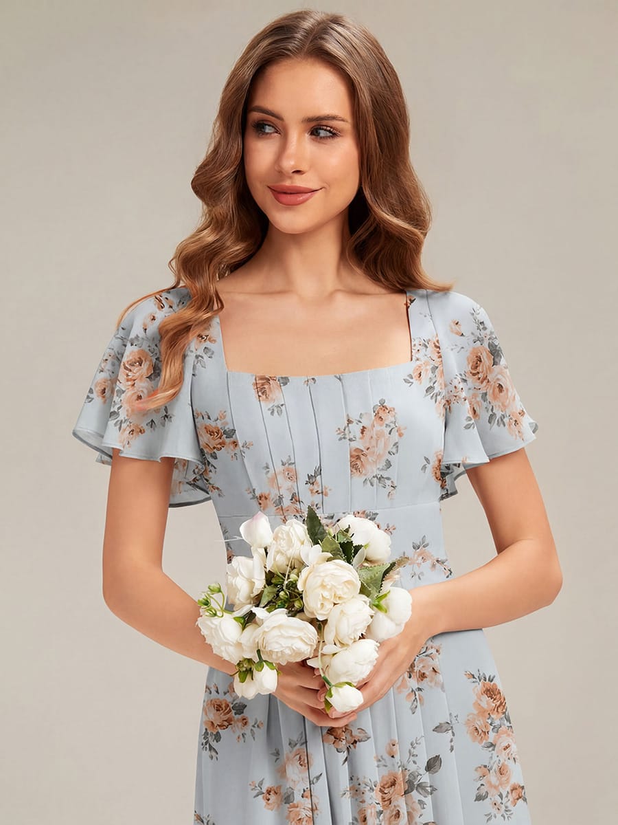 ever AVIEL|Ruched Chiffon Ruffle Sleeve Dress