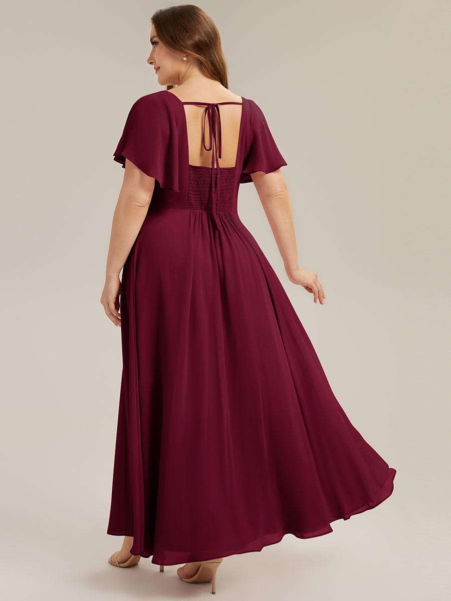ever AVIEL|Ruched Chiffon Ruffle Sleeve Dress