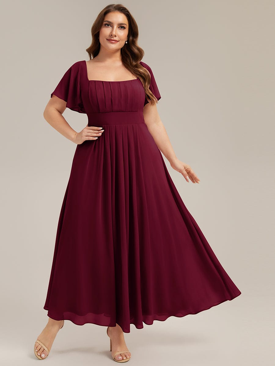 ever AVIEL|Ruched Chiffon Ruffle Sleeve Dress