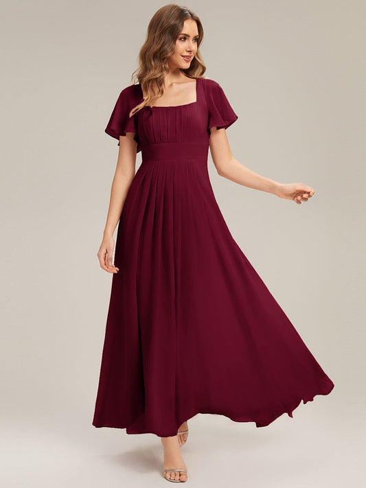 ever AVIEL|Ruched Chiffon Ruffle Sleeve Dress