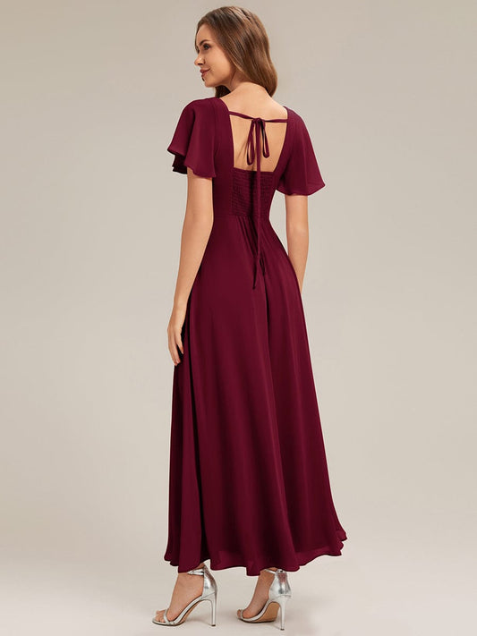 ever AVIEL|Ruched Chiffon Ruffle Sleeve Dress
