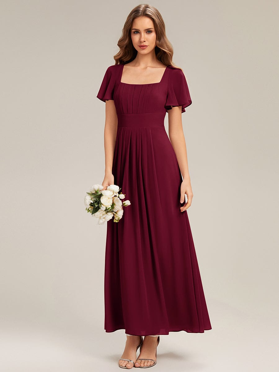 ever AVIEL|Ruched Chiffon Ruffle Sleeve Dress
