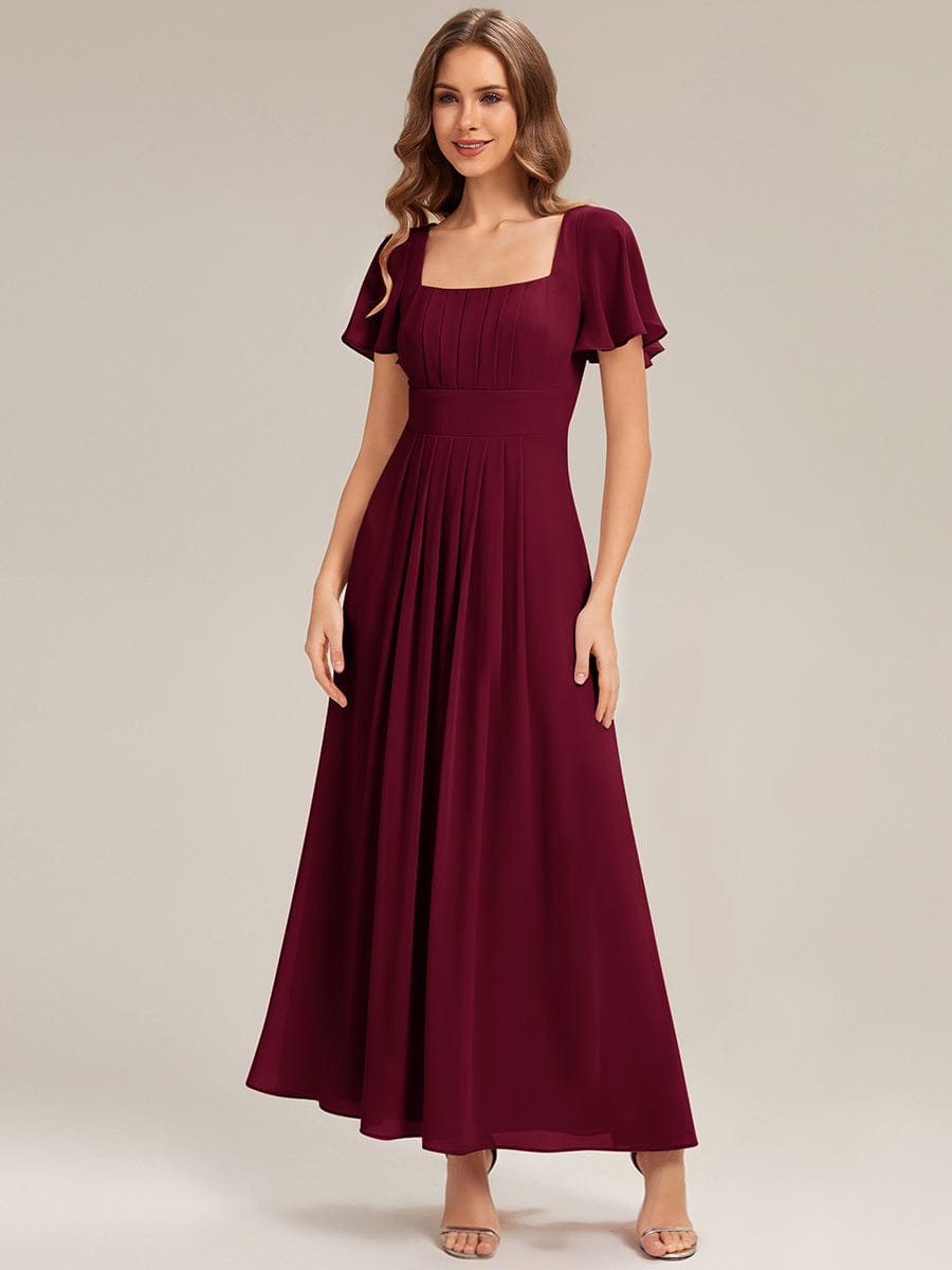 ever AVIEL|Ruched Chiffon Ruffle Sleeve Dress