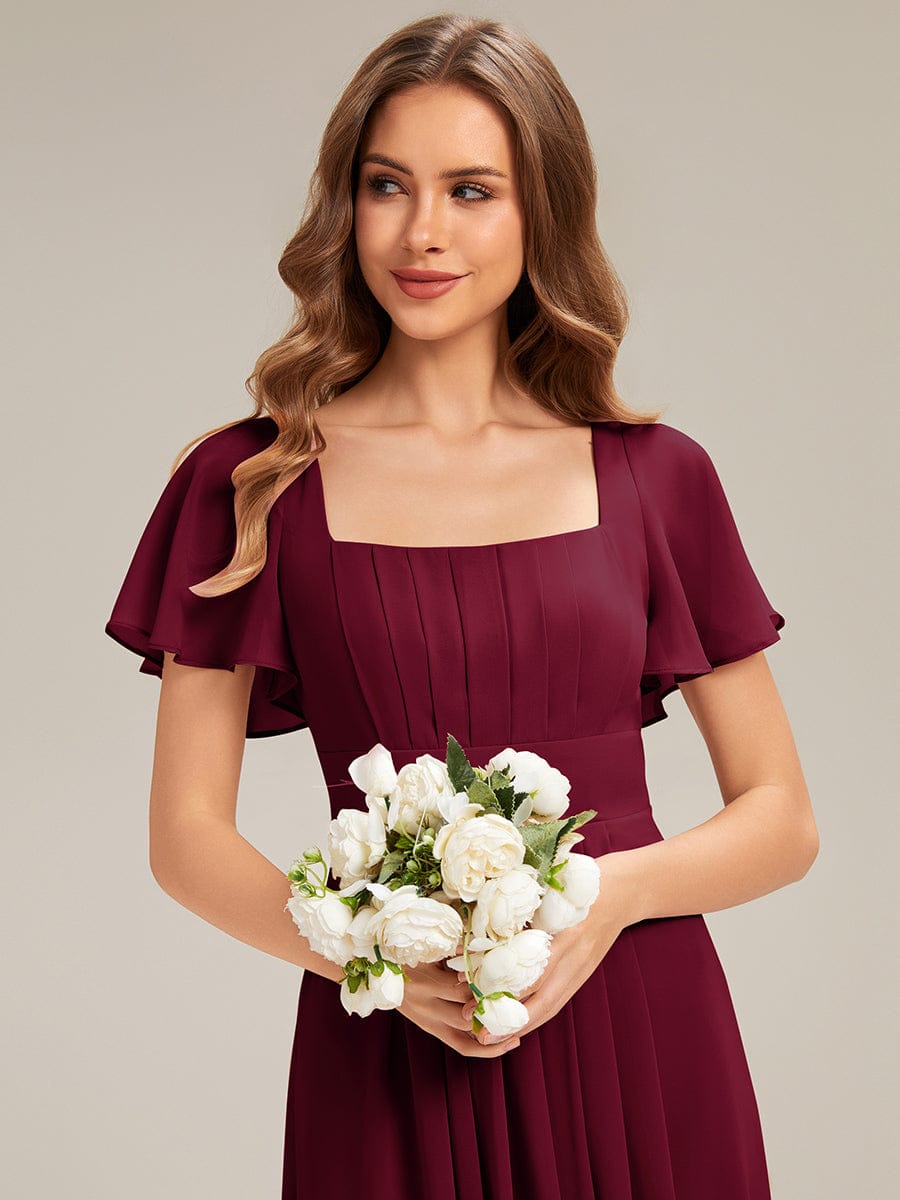 ever AVIEL|Ruched Chiffon Ruffle Sleeve Dress