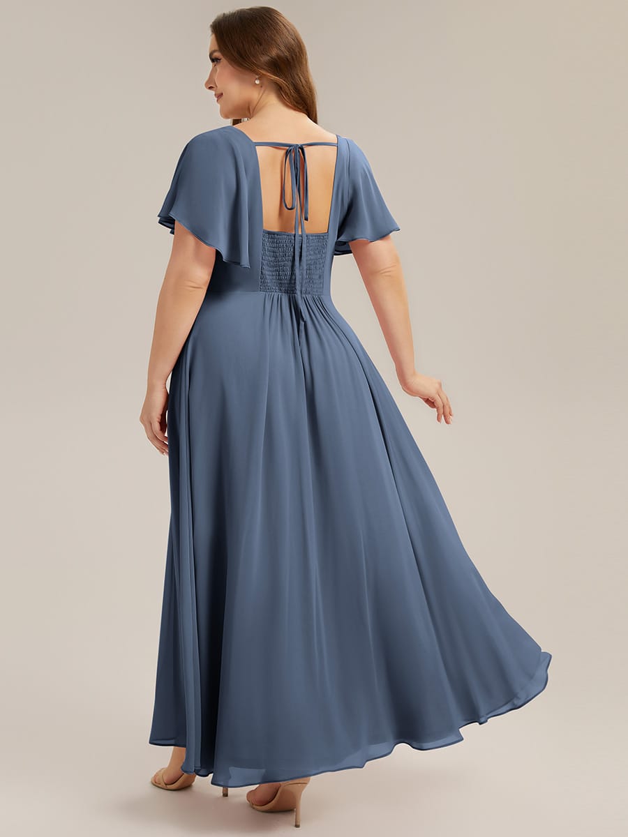 ever AVIEL|Ruched Chiffon Ruffle Sleeve Dress