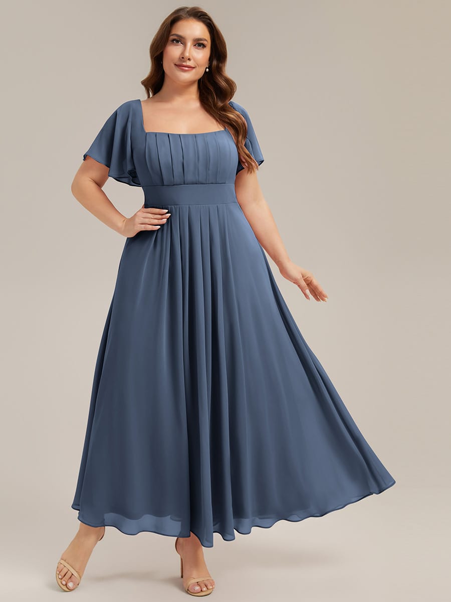 ever AVIEL|Ruched Chiffon Ruffle Sleeve Dress