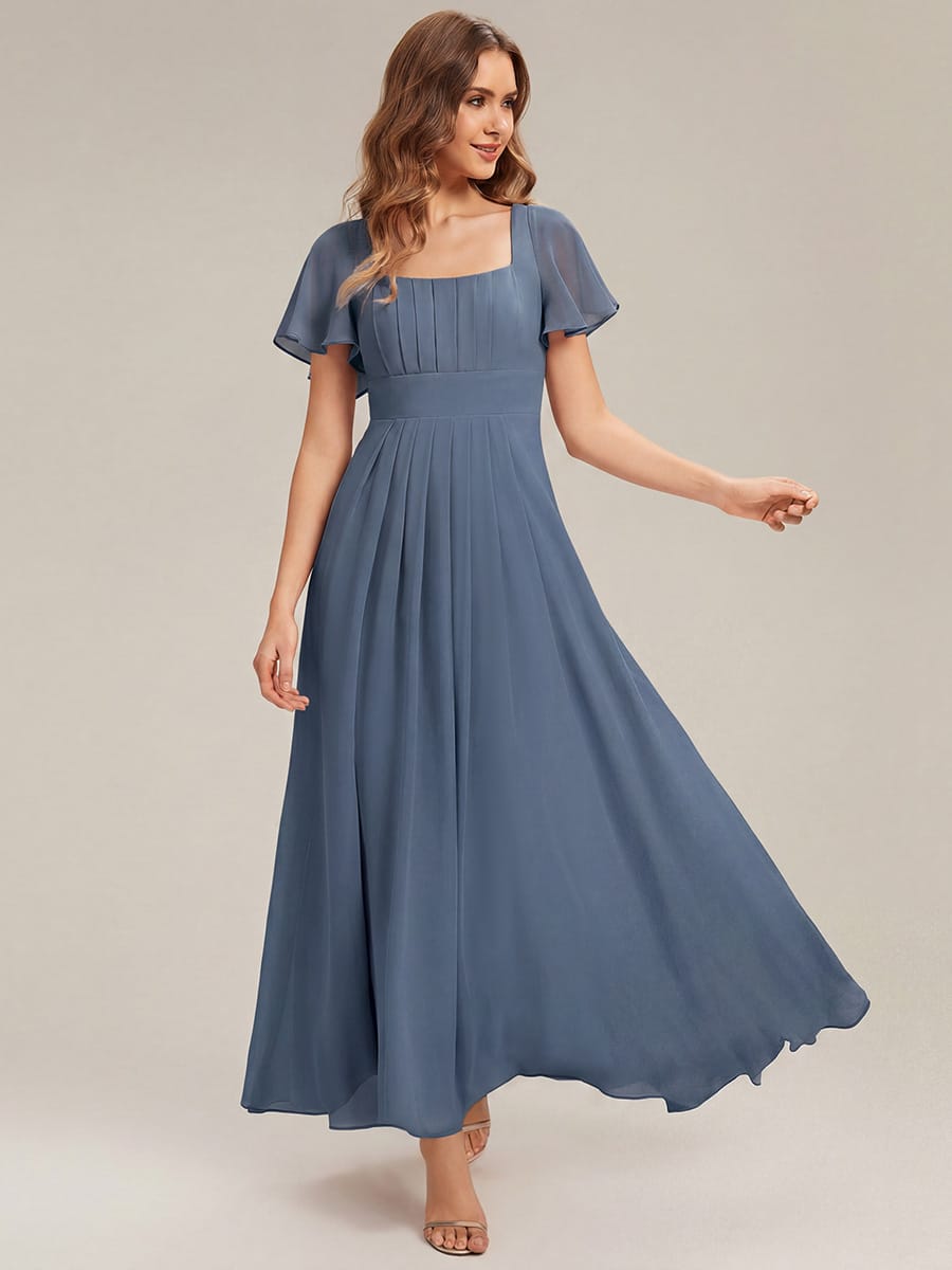 ever AVIEL|Ruched Chiffon Ruffle Sleeve Dress