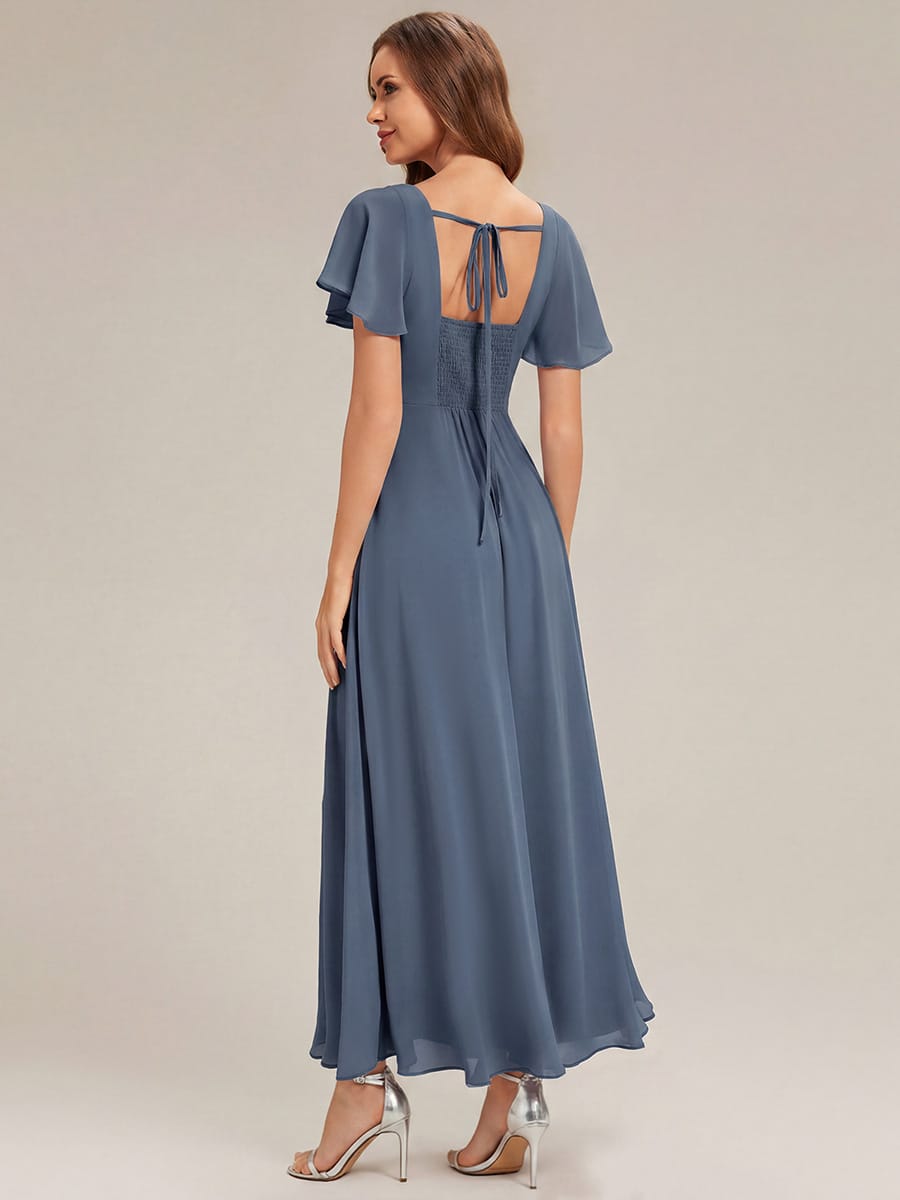 ever AVIEL|Ruched Chiffon Ruffle Sleeve Dress