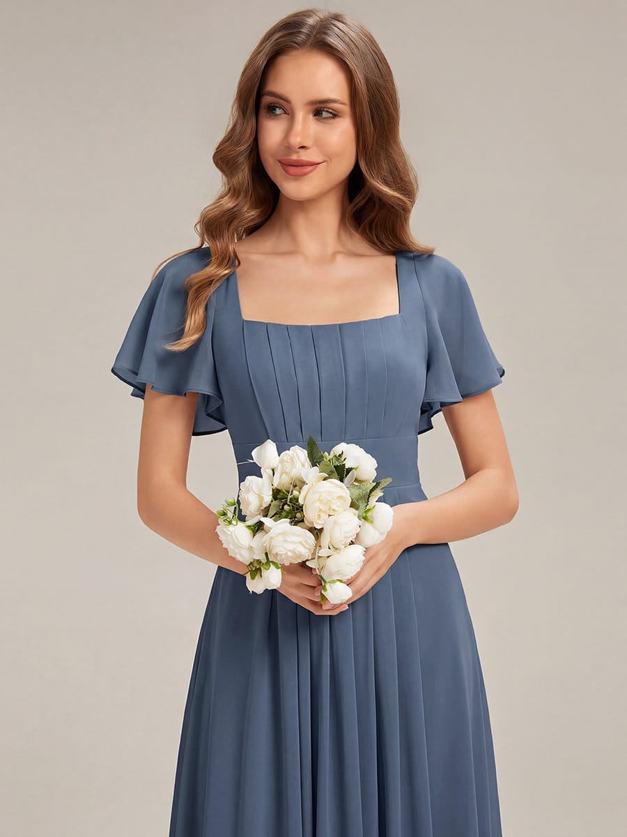 ever AVIEL|Ruched Chiffon Ruffle Sleeve Dress