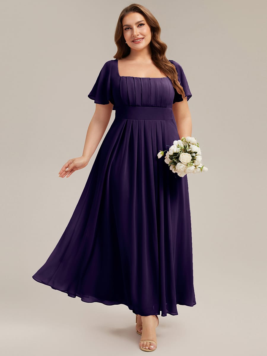 ever AVIEL|Ruched Chiffon Ruffle Sleeve Dress