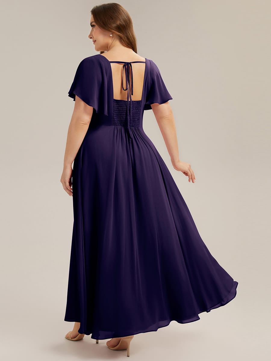 ever AVIEL|Ruched Chiffon Ruffle Sleeve Dress