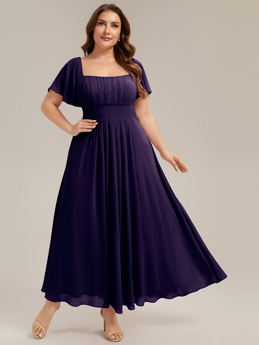 ever AVIEL|Ruched Chiffon Ruffle Sleeve Dress