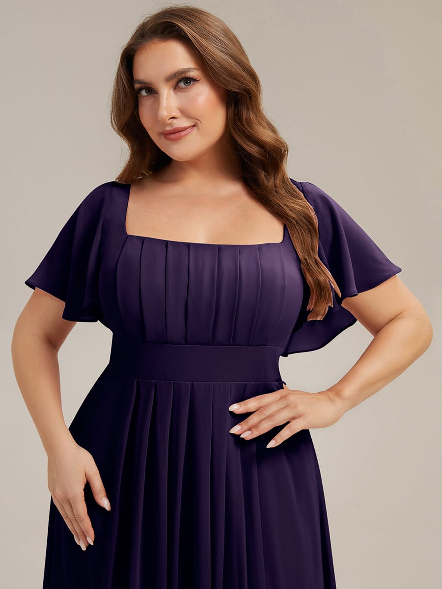 ever AVIEL|Ruched Chiffon Ruffle Sleeve Dress