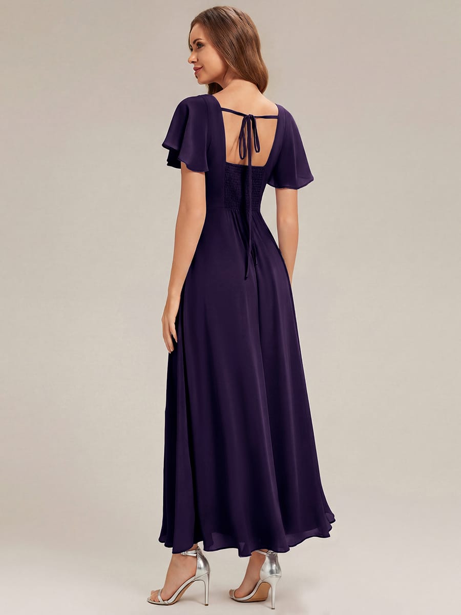 ever AVIEL|Ruched Chiffon Ruffle Sleeve Dress