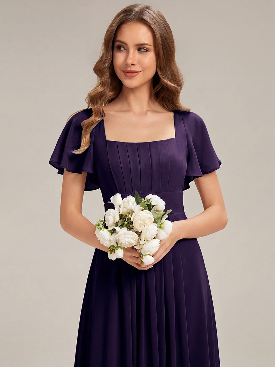 ever AVIEL|Ruched Chiffon Ruffle Sleeve Dress
