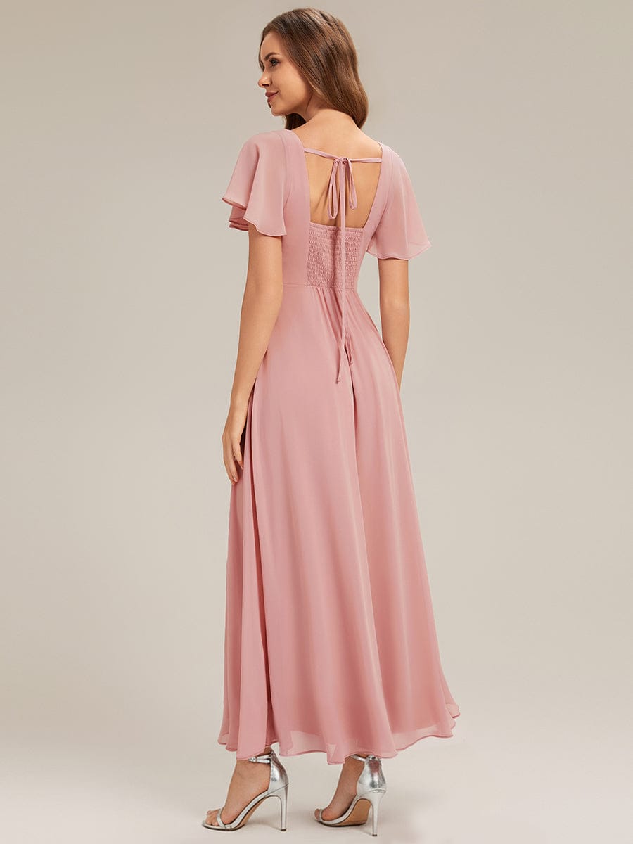 ever AVIEL|Ruched Chiffon Ruffle Sleeve Dress