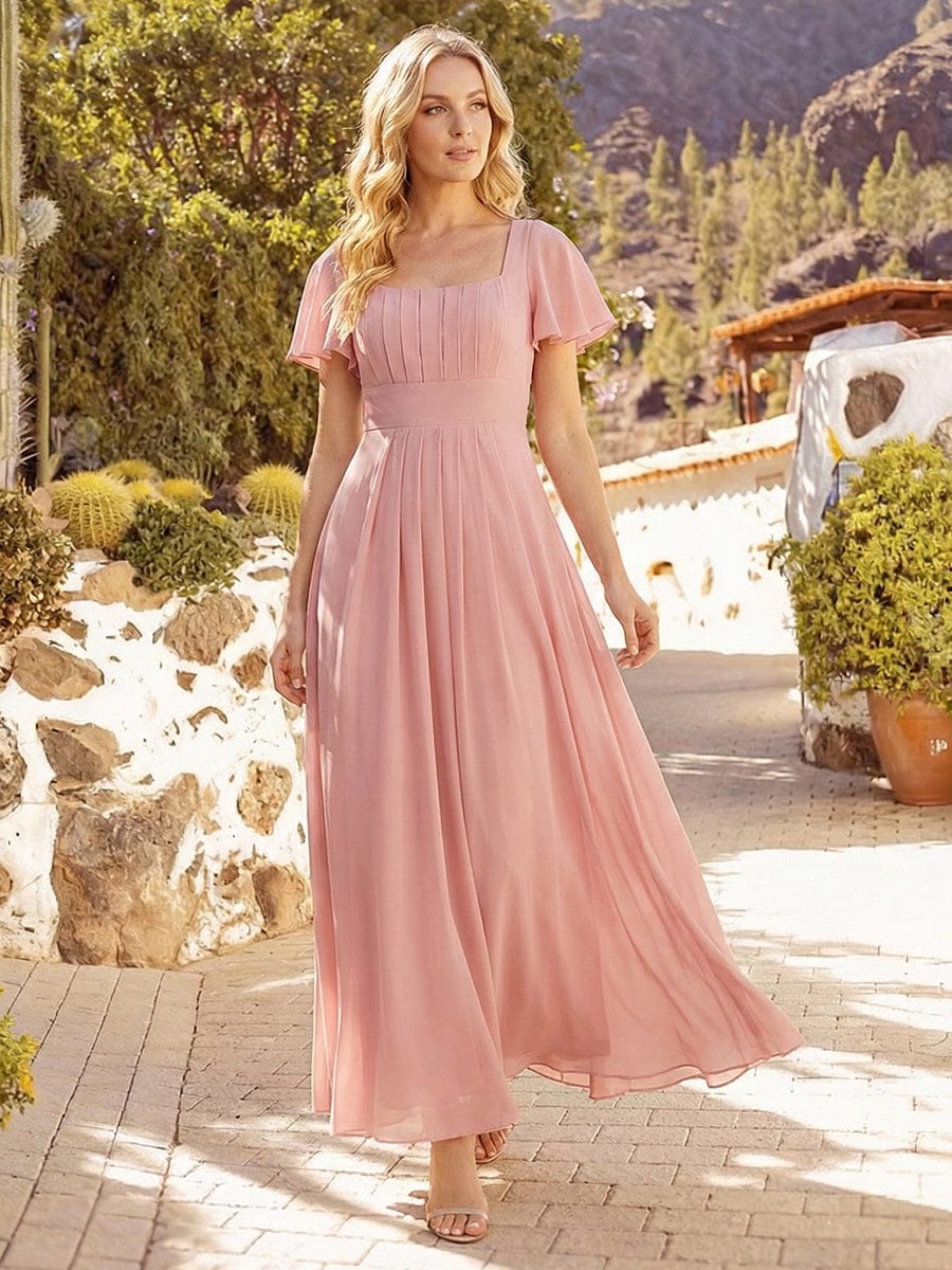 ever AVIEL|Ruched Chiffon Ruffle Sleeve Dress