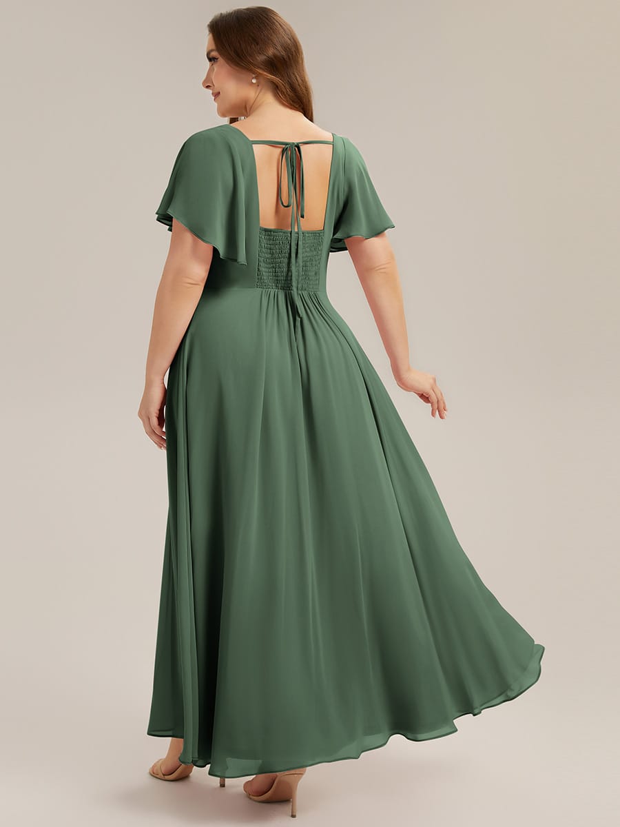 ever AVIEL|Ruched Chiffon Ruffle Sleeve Dress
