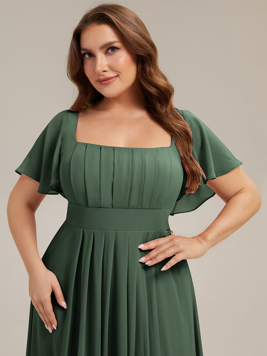 ever AVIEL|Ruched Chiffon Ruffle Sleeve Dress
