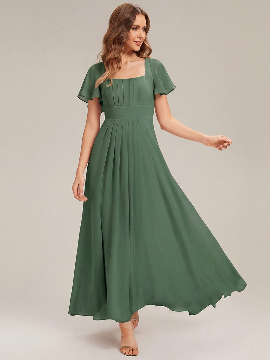 ever AVIEL|Ruched Chiffon Ruffle Sleeve Dress