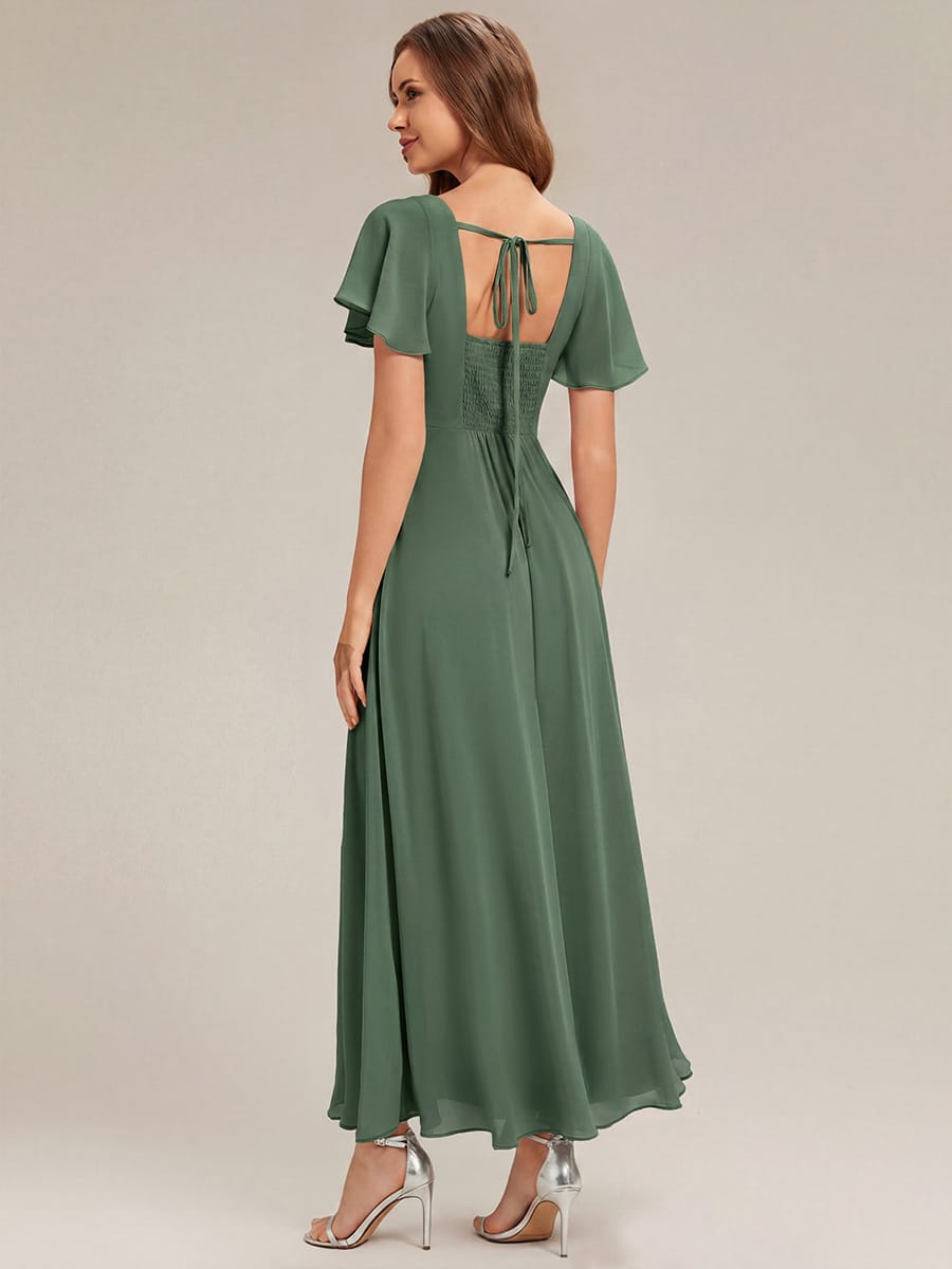 ever AVIEL|Ruched Chiffon Ruffle Sleeve Dress