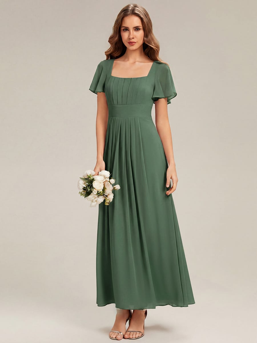 ever AVIEL|Ruched Chiffon Ruffle Sleeve Dress