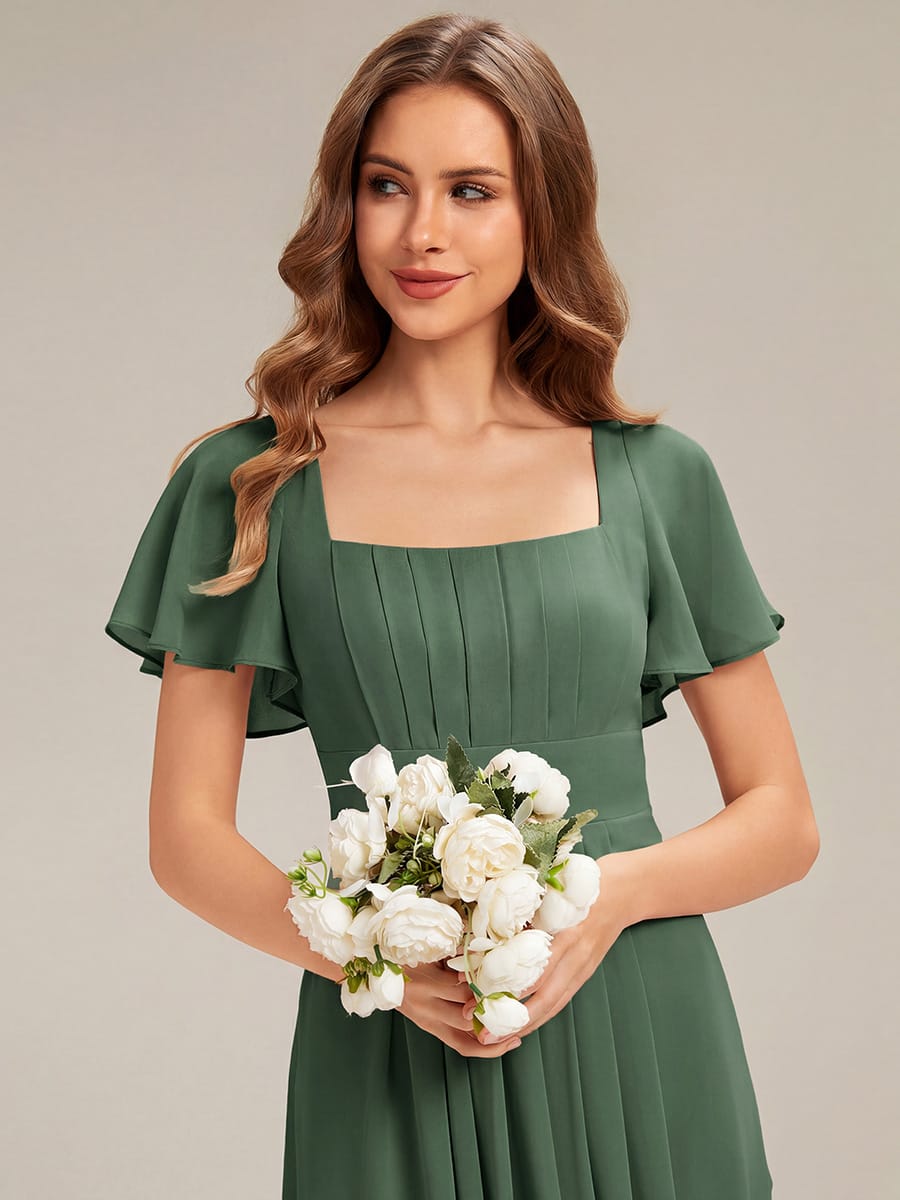 ever AVIEL|Ruched Chiffon Ruffle Sleeve Dress