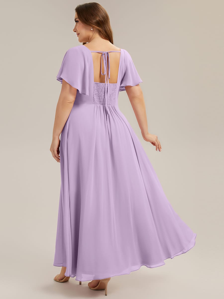 ever AVIEL|Ruched Chiffon Ruffle Sleeve Dress