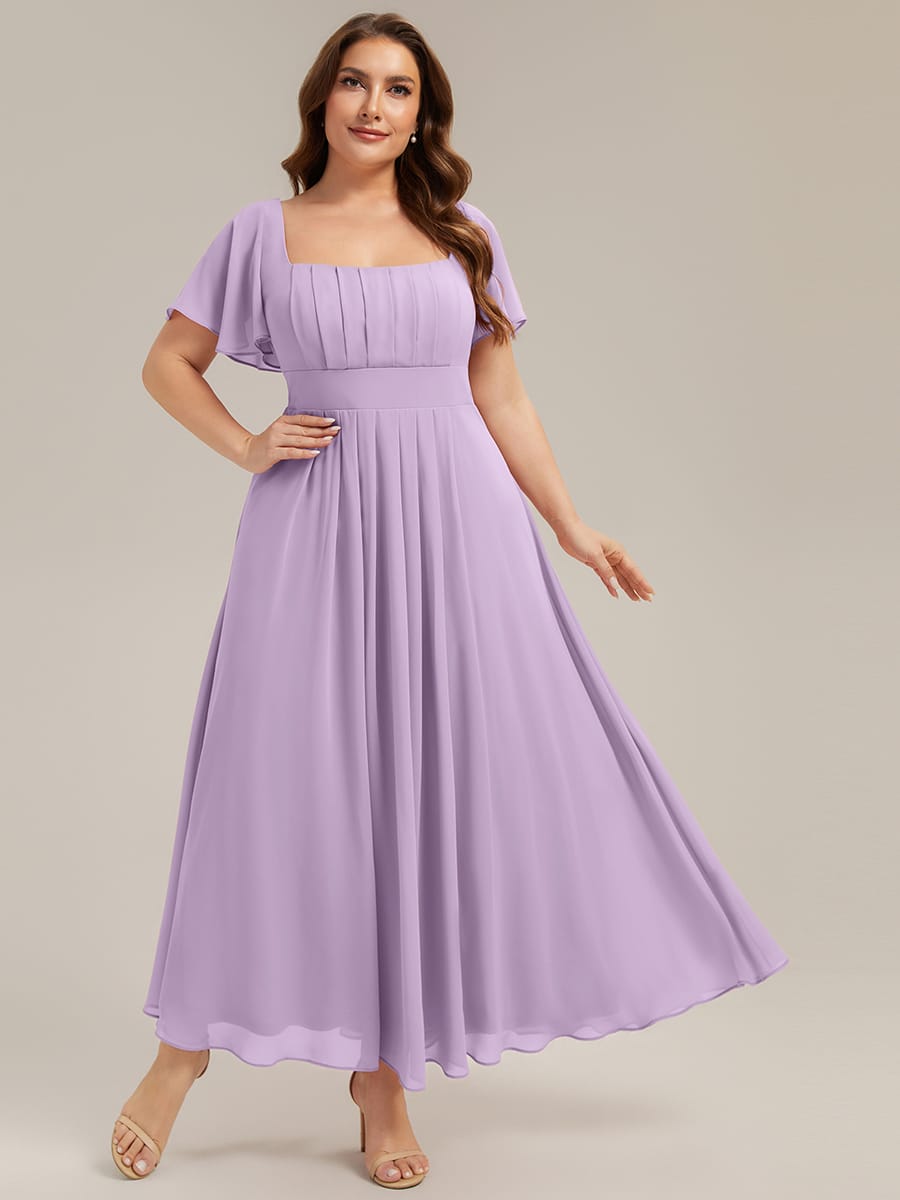 ever AVIEL|Ruched Chiffon Ruffle Sleeve Dress