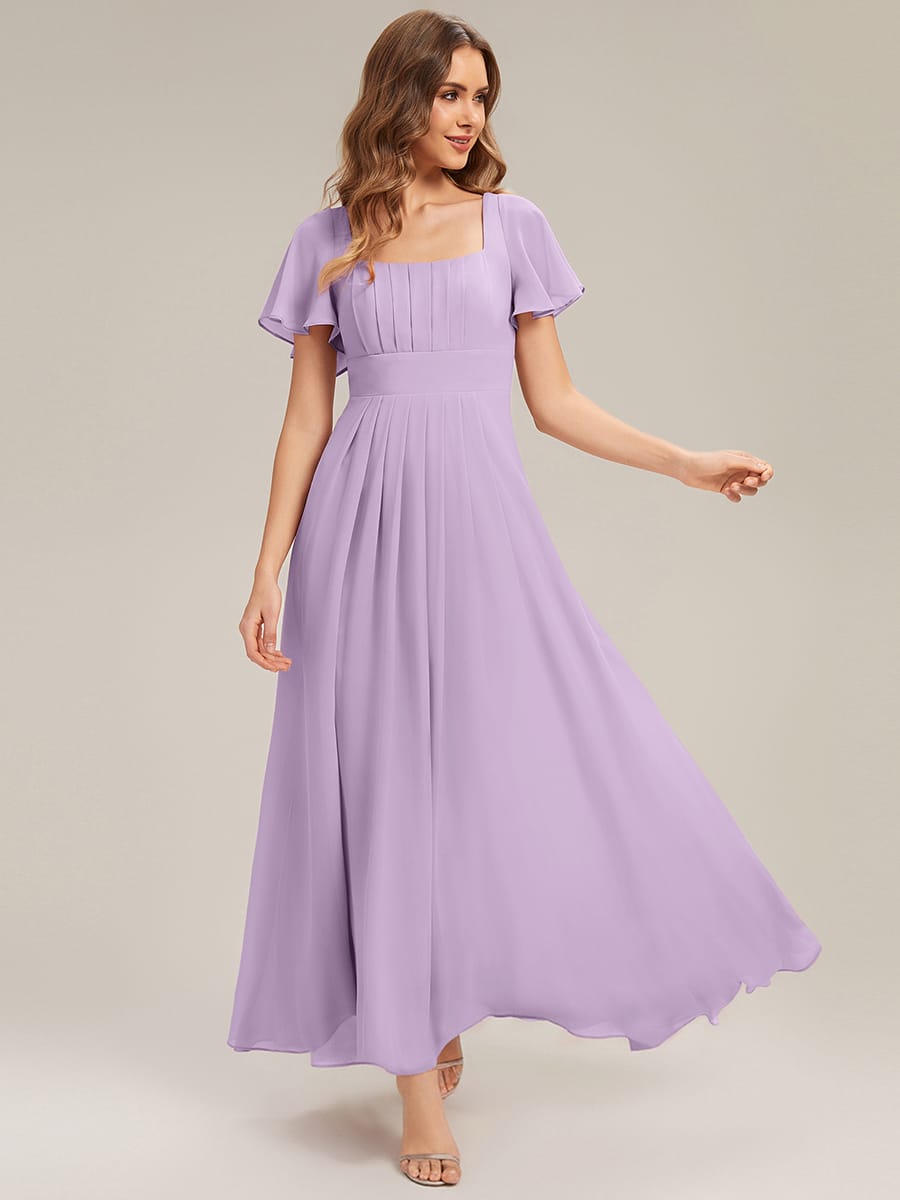 ever AVIEL|Ruched Chiffon Ruffle Sleeve Dress