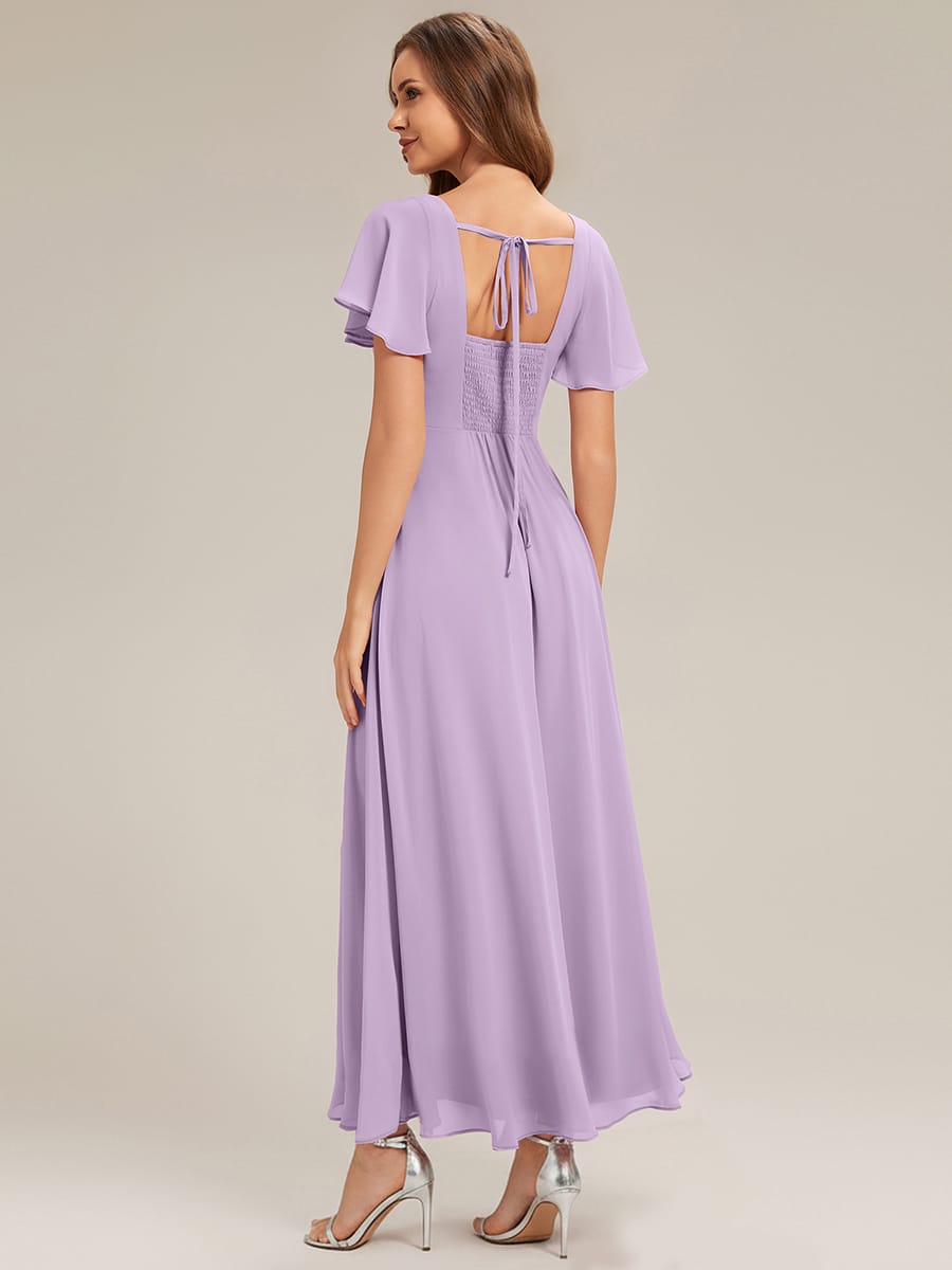 ever AVIEL|Ruched Chiffon Ruffle Sleeve Dress