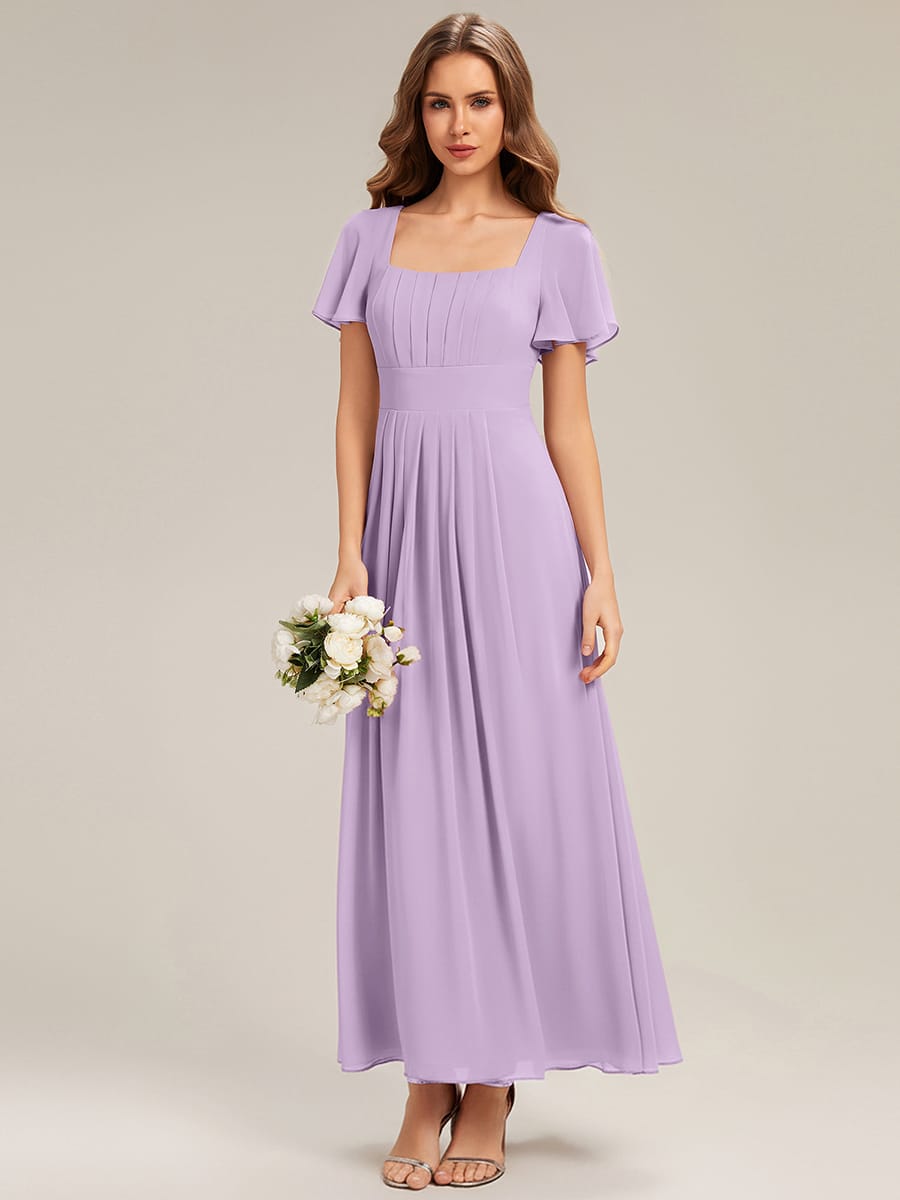 ever AVIEL|Ruched Chiffon Ruffle Sleeve Dress
