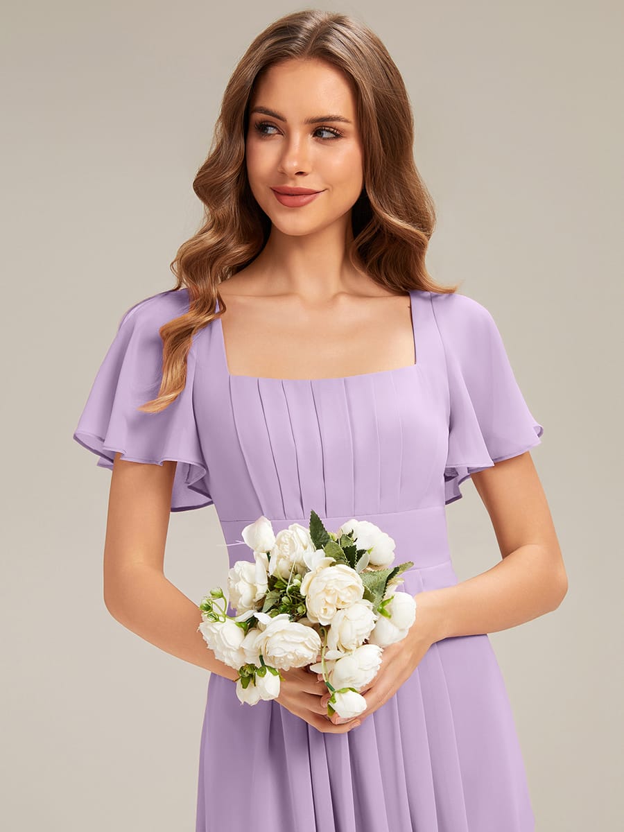 ever AVIEL|Ruched Chiffon Ruffle Sleeve Dress