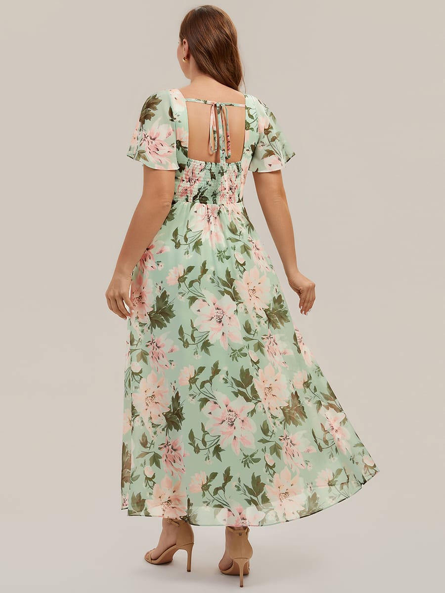 ever AVIEL|Ruched Chiffon Ruffle Sleeve Dress