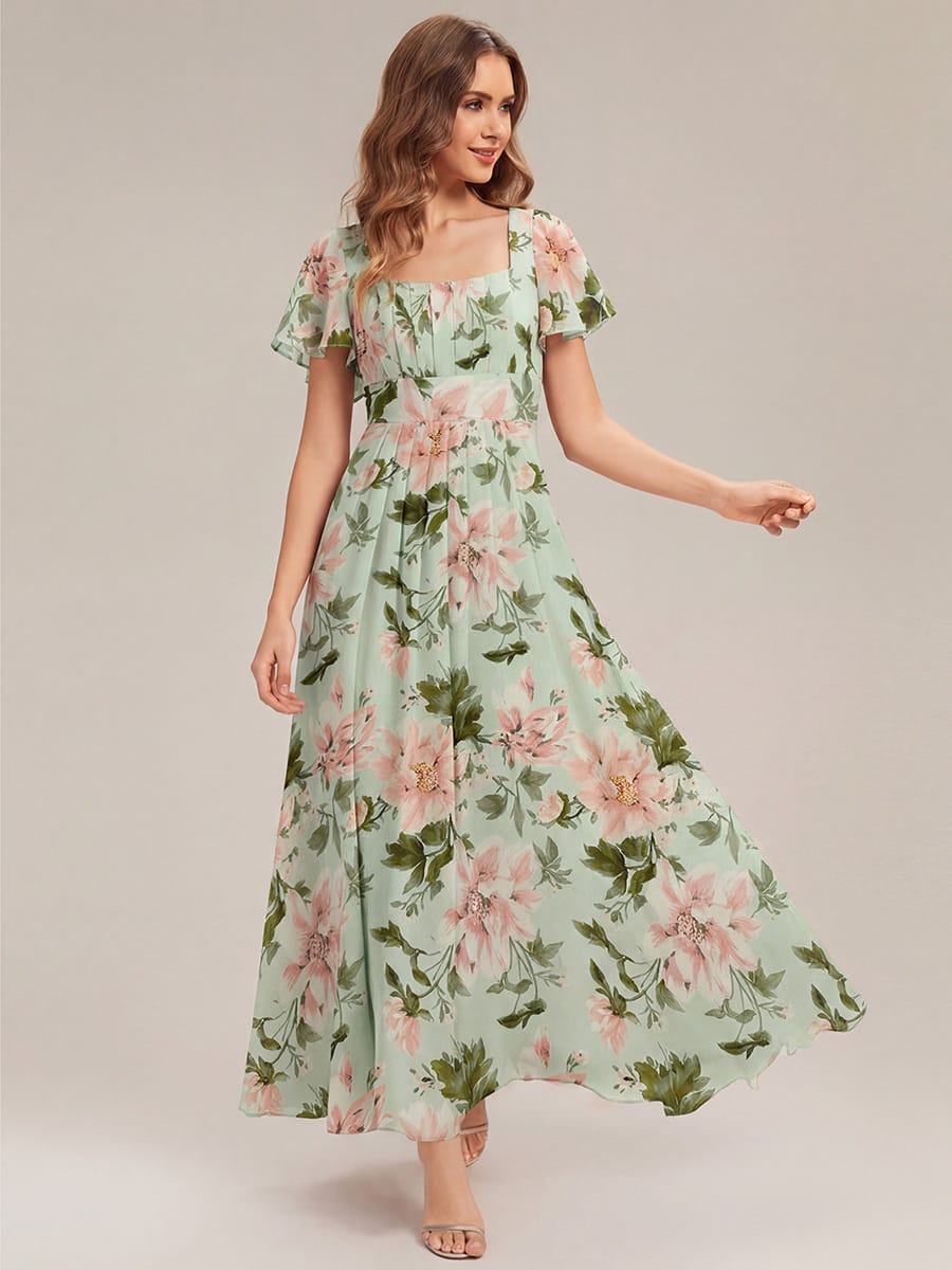 ever AVIEL|Ruched Chiffon Ruffle Sleeve Dress