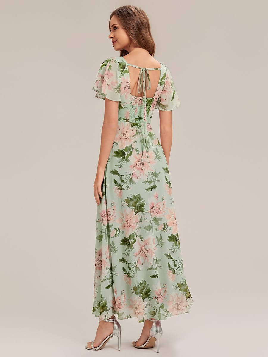 ever AVIEL|Ruched Chiffon Ruffle Sleeve Dress