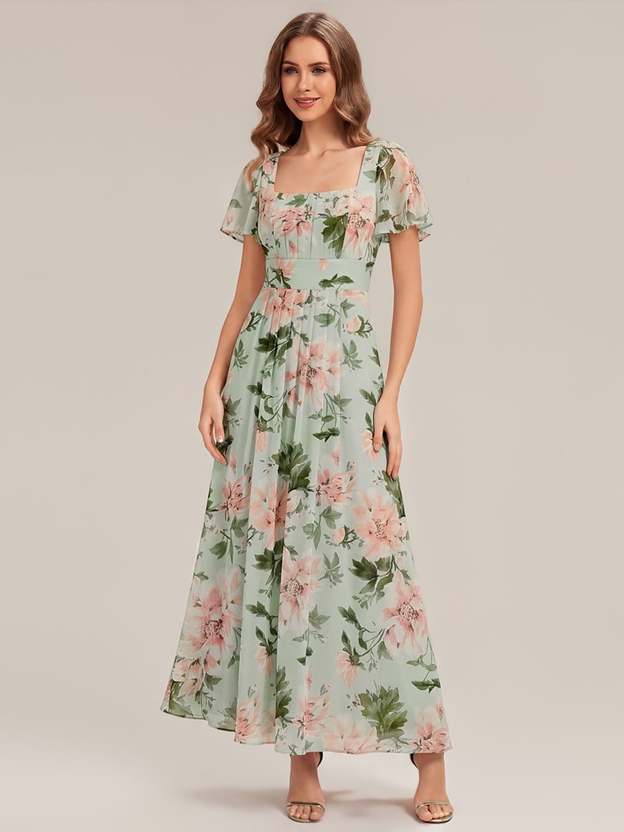 ever AVIEL|Ruched Chiffon Ruffle Sleeve Dress