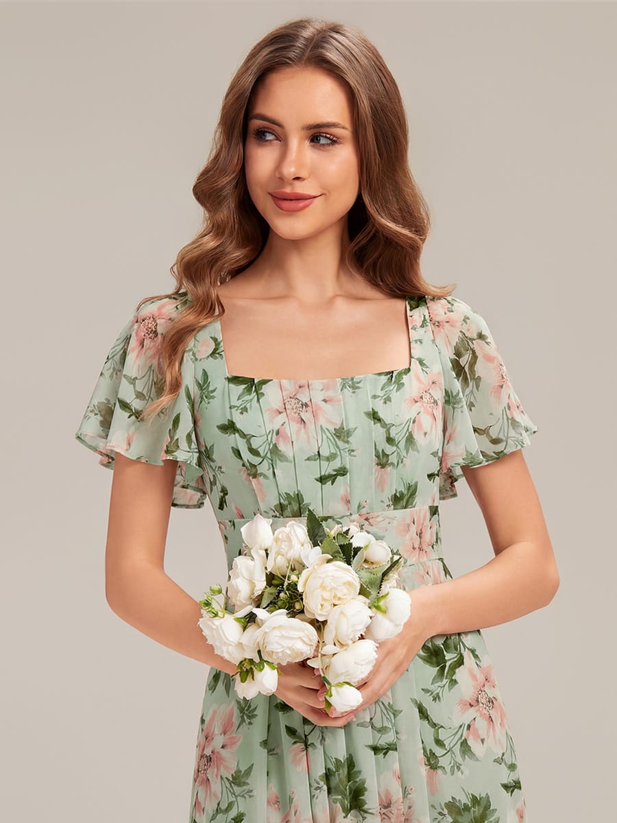 ever AVIEL|Ruched Chiffon Ruffle Sleeve Dress