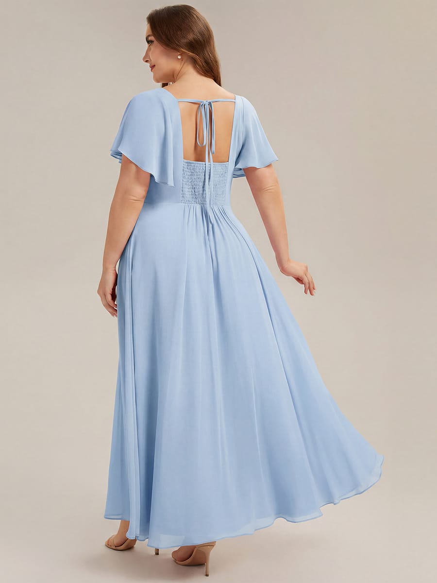 ever AVIEL|Ruched Chiffon Ruffle Sleeve Dress