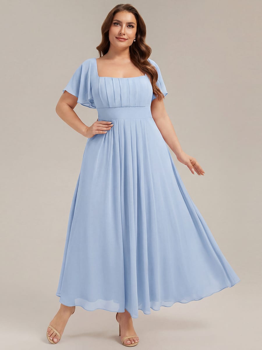 ever AVIEL|Ruched Chiffon Ruffle Sleeve Dress