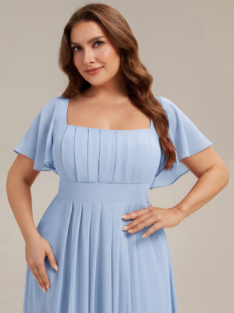 ever AVIEL|Ruched Chiffon Ruffle Sleeve Dress