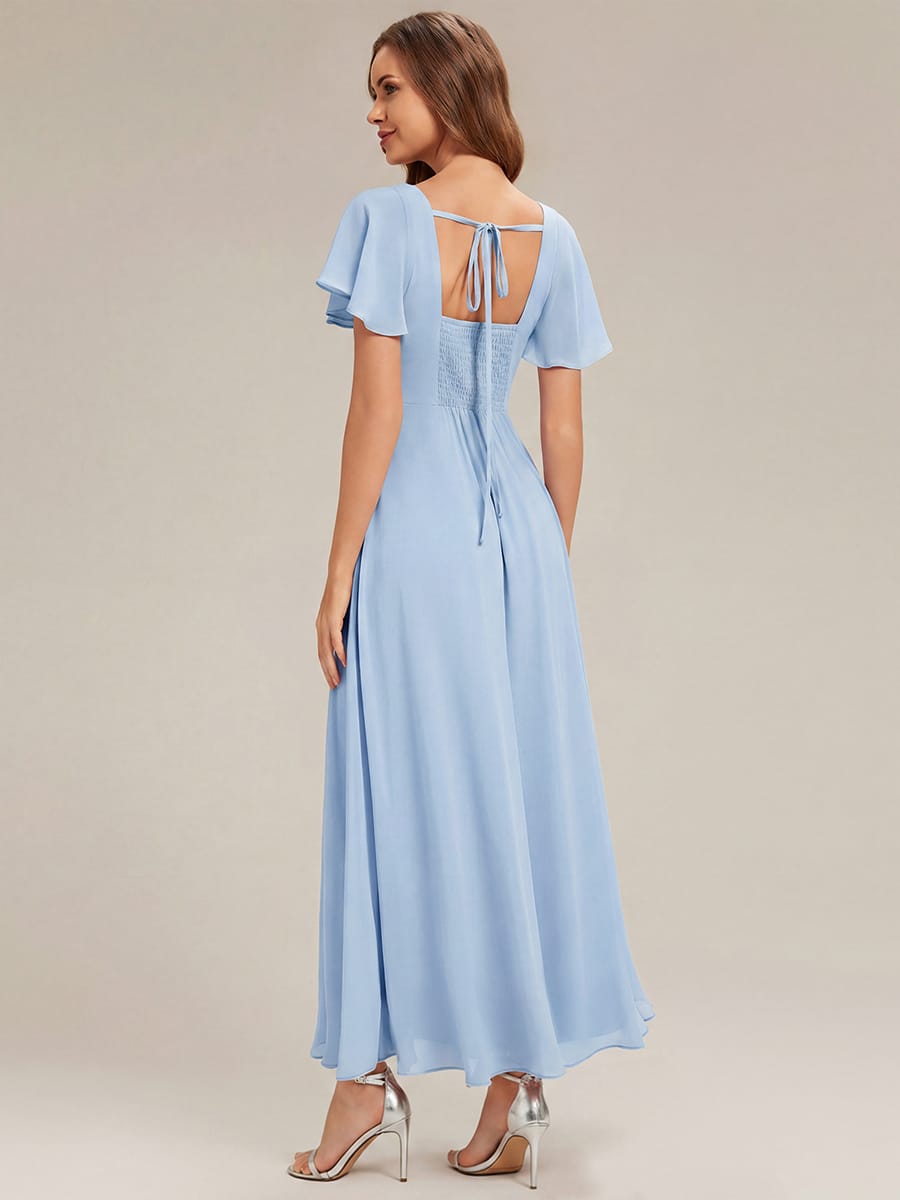 ever AVIEL|Ruched Chiffon Ruffle Sleeve Dress