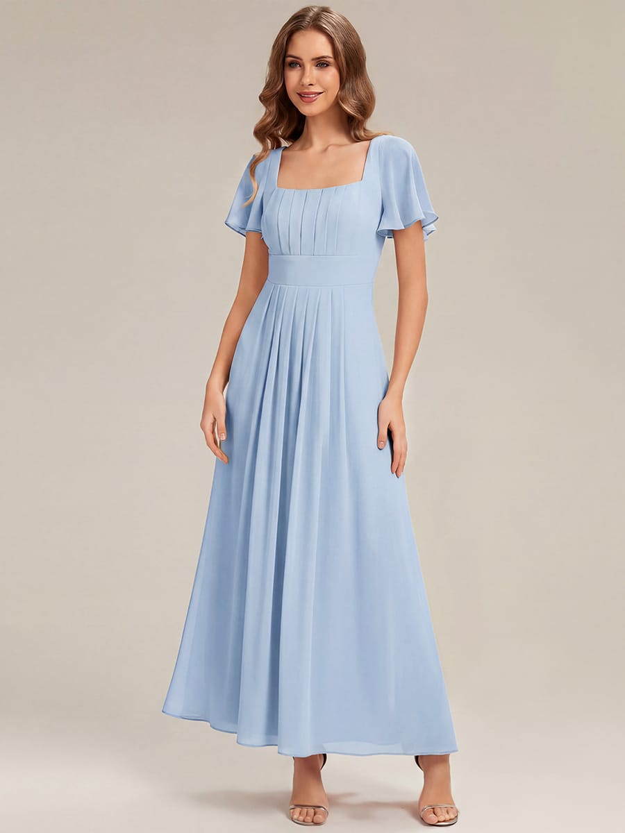 ever AVIEL|Ruched Chiffon Ruffle Sleeve Dress