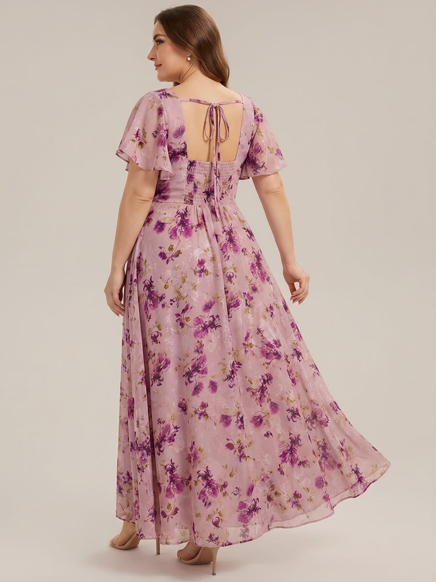 ever AVIEL|Ruched Chiffon Ruffle Sleeve Dress
